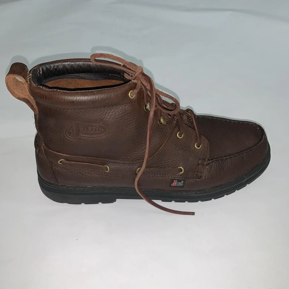 Justin Boots Mens Size 13M Brown Leather Chukka Ankle Lace Up Casual Shoes